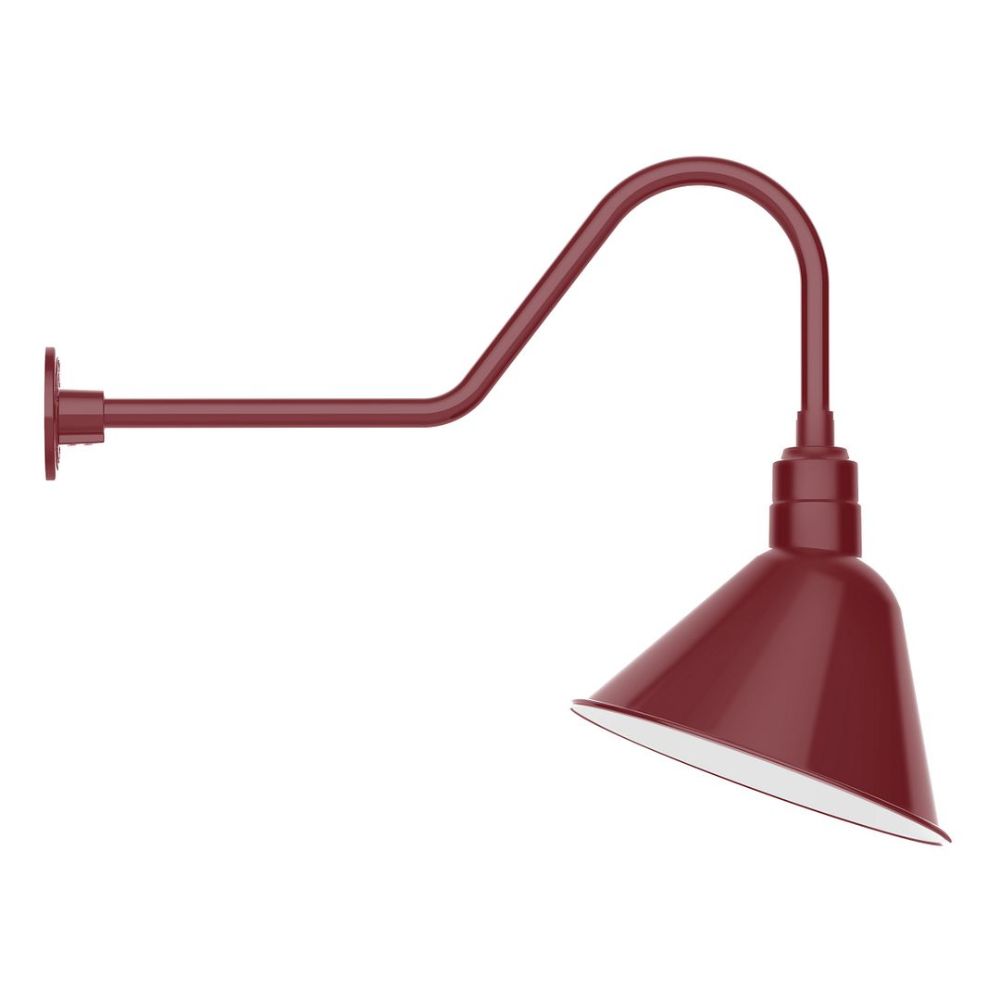 Montclair Lightworks GNC104-55-B01-L13 14" Angle Shade Led Gooseneck Wall Mount, Decorative Canopy Cover, Barn Red